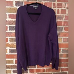 Brooks Brothers Purple V-Neck Sweater Classic Knit; Extra fine Italian merino.
